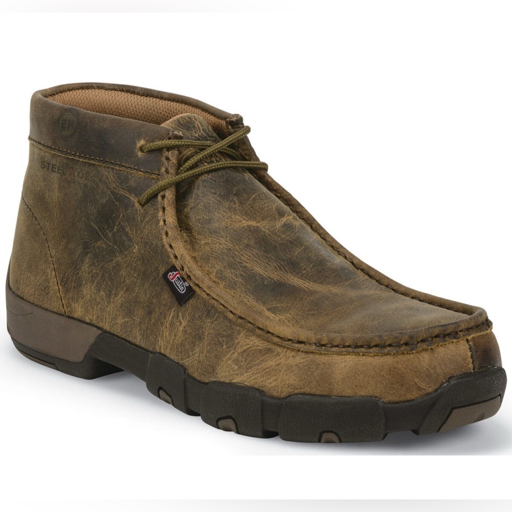 Justin Boots Brown Leather Driver Mocs Size 10.5